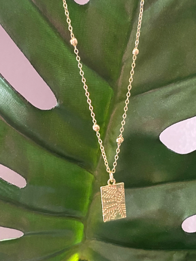 14k Gold Filled Ball Chain Necklace | Olive Leaf Branch