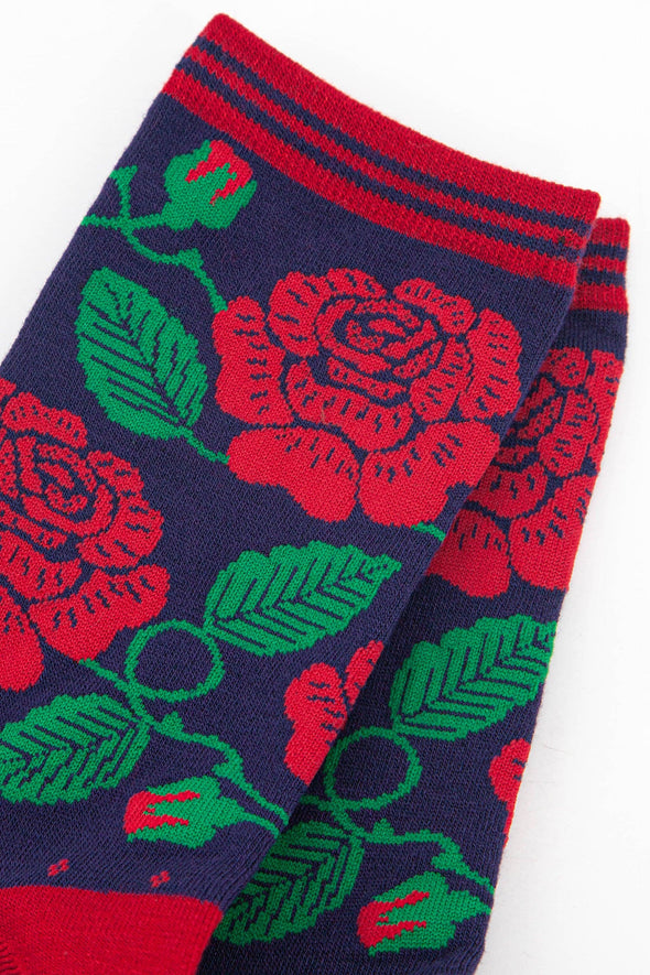 Women's English Rose Floral Print Bamboo Socks