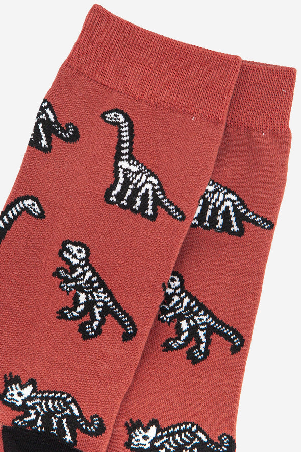 Men's Dinosaur Bones Skeleton Print Bamboo Socks
