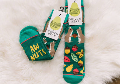 Woven Pear Socks - Crew Socks, Aw Nuts