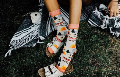 Woven Pear Socks - Crew Socks, Happy Camper
