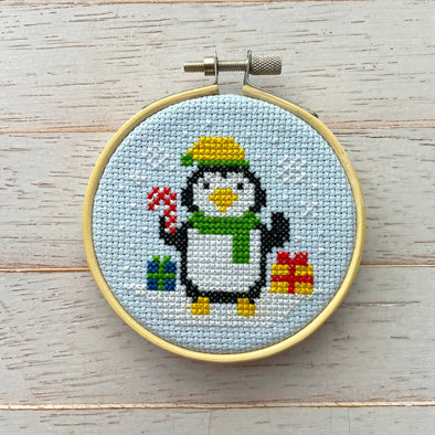 Penguin Ornament Counted Cross Stitch DIY KIT
