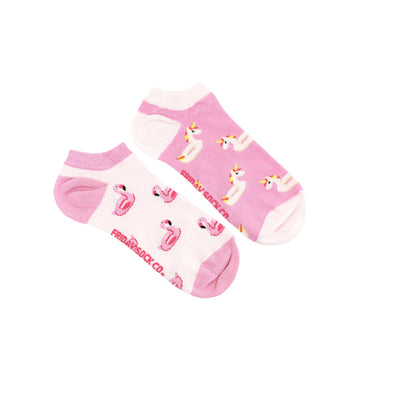Women’s Ankle Socks | Unicorn and Flamingo Pool Floaty
