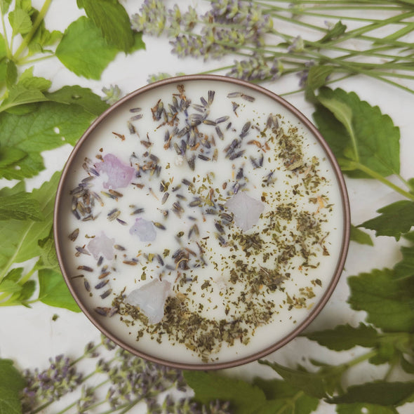 Sooothe Lavender Mint Botanical Tin Candle Herb Soy Wax Gift