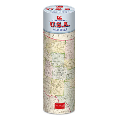 500 Piece Jigsaw in a Tube - USA Vintage Map