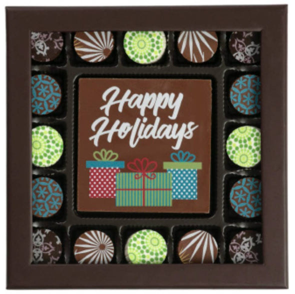 Happy Holidays Chocolate Card & 16PC Truffles