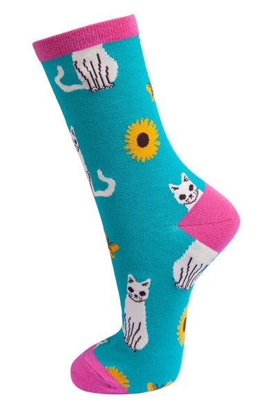 Womens Cat Socks Bamboo Ankle Socks Novelty Animal Sock